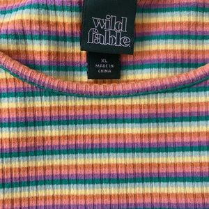 Rainbow wild fable ribbed scalloped edge crop top